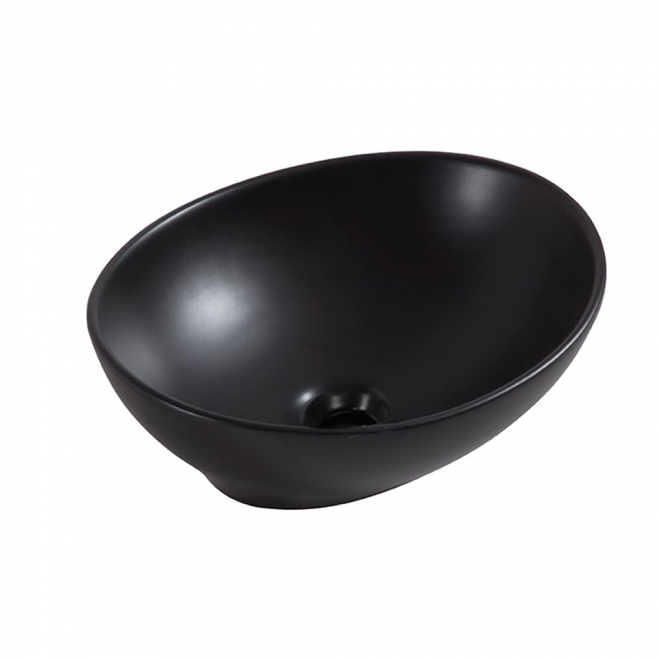Wiesbaden Barco Waskom Ovaal Keramiek 40x33cm Mat Zwart